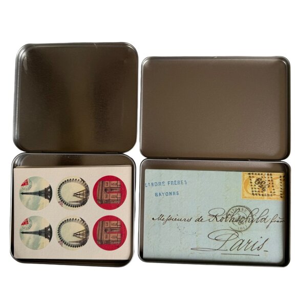 Vintage Paris Hotel Postcard & Sticker Collection in Metal Tin Vintage Style 42 - Picture 7 of 11